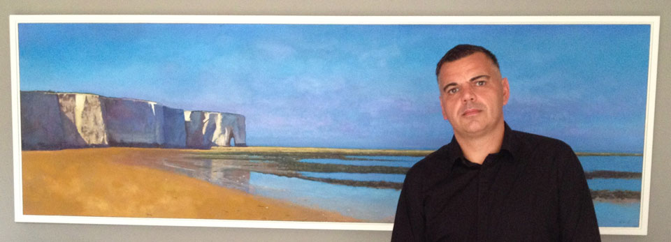 Artist with Kingsgate Bay Painting